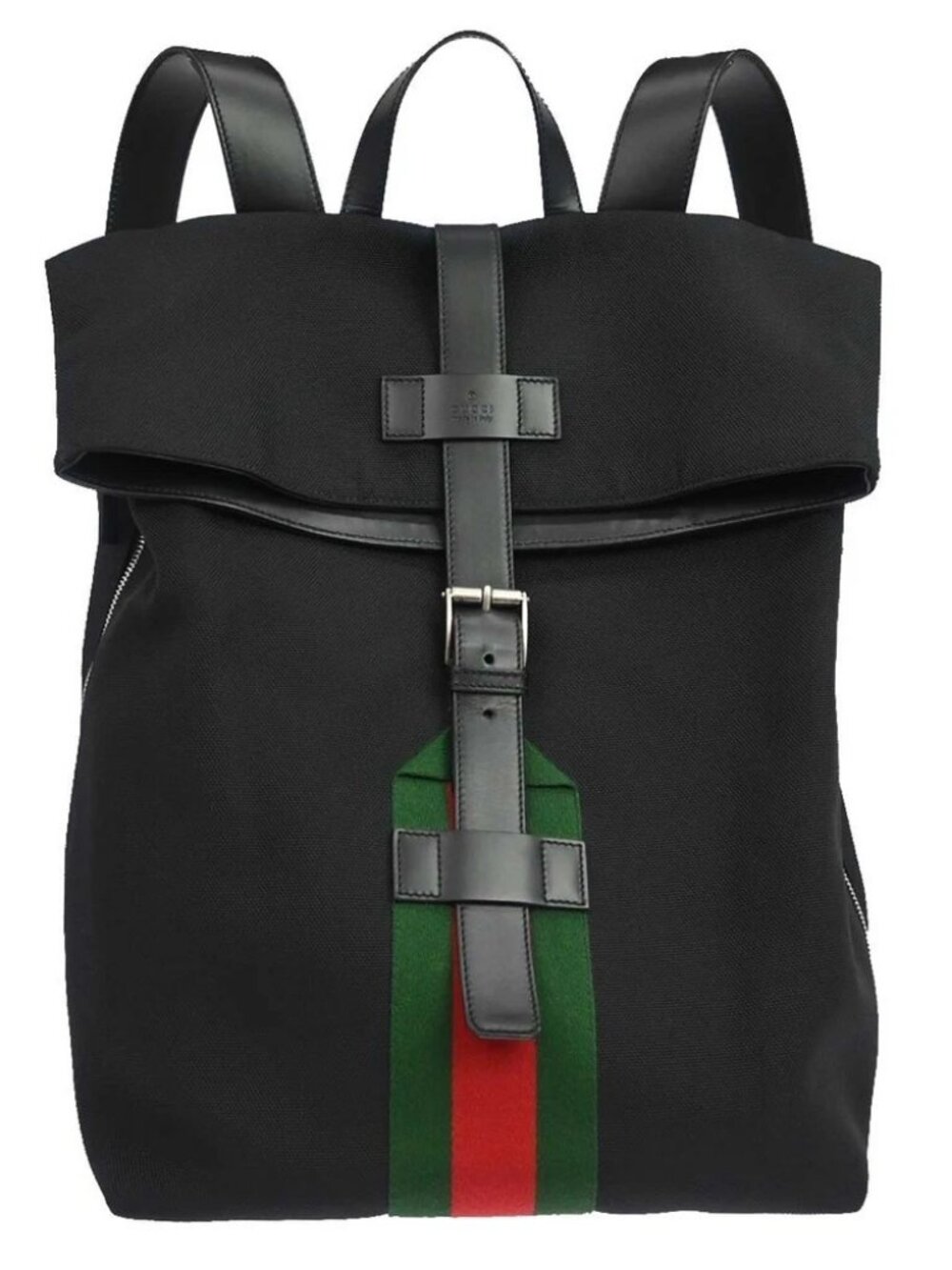 Gucci Black Techno Canvas Web Fold Over Backpack